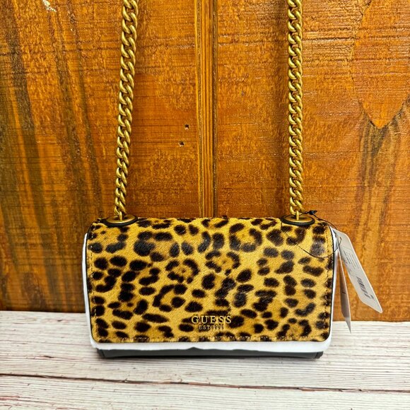 Guess Handbags - GUESS Iseline Leopard Print Flap Mini Crossbody